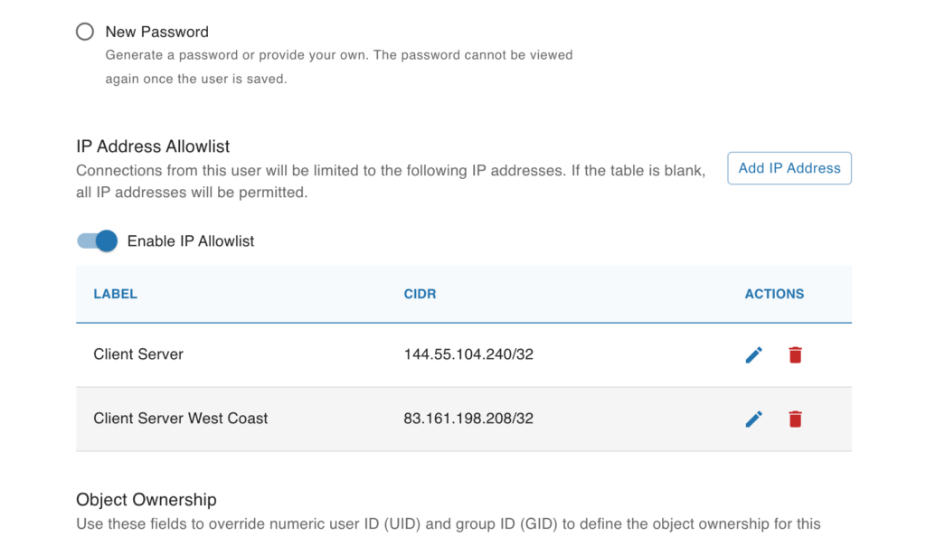 IP Allow List in SFTP Gateway