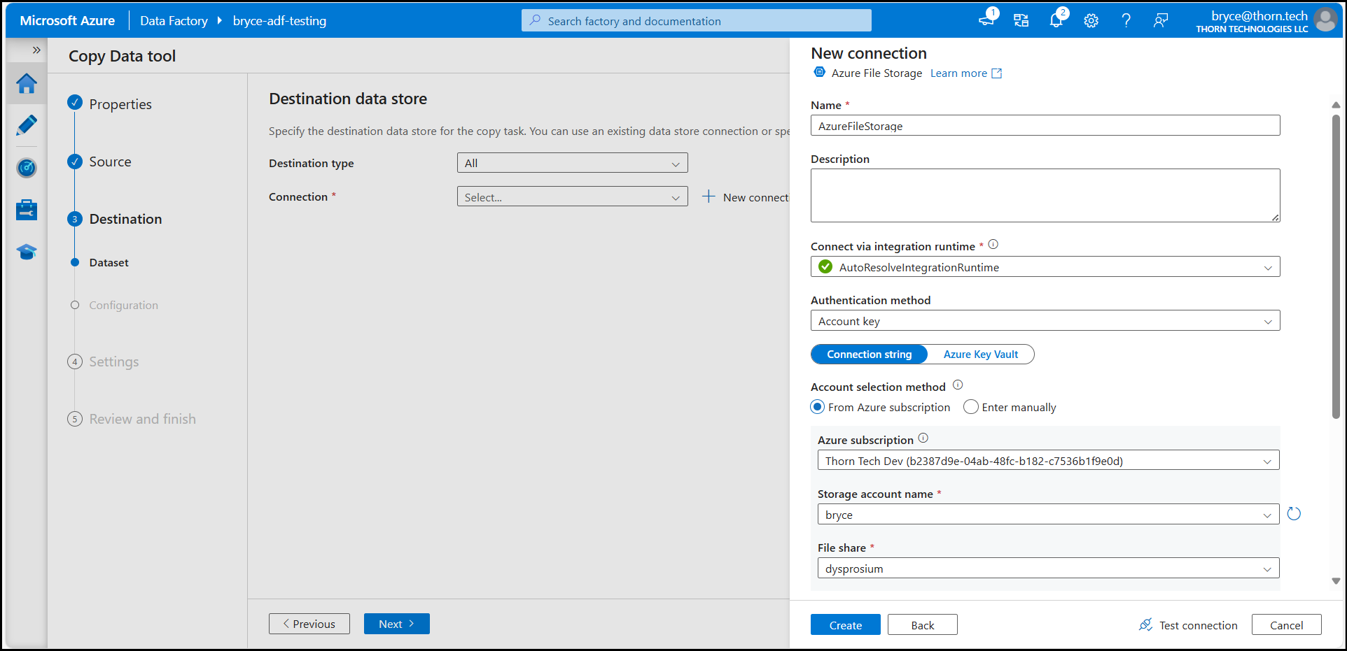 Azure File Storage Connection Details