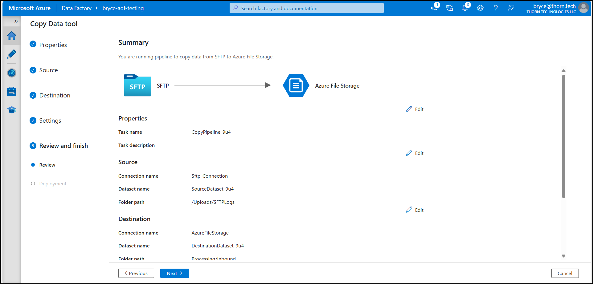 Azure Data Factory Pipeline Summary Review