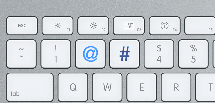 Keyboard with @ and # symbols